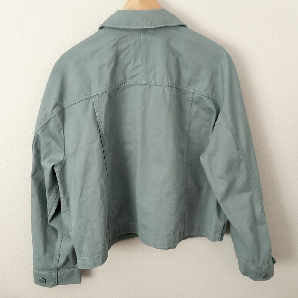 MADEWELL | Cropped Cargo Jacket Blue Chore Coat Faded River Zip Snap | Size XL - Picture 6 of 8